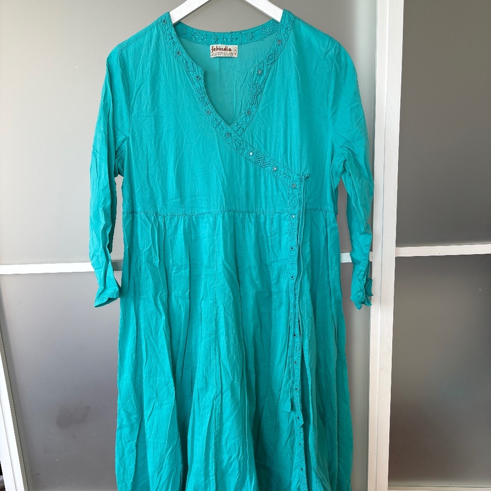 FabIndia angrakha in turquoise blue